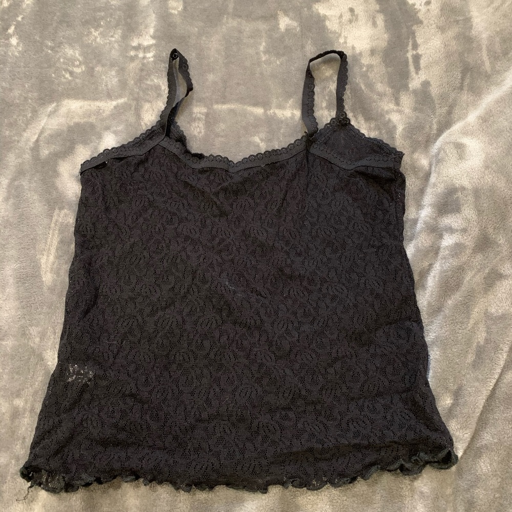 Y2K black lace lingerie top